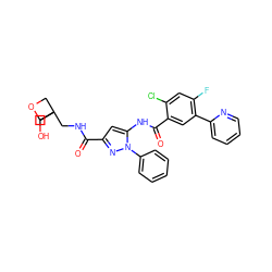 O=C(NCC1(CO)COC1)c1cc(NC(=O)c2cc(-c3ccccn3)c(F)cc2Cl)n(-c2ccccc2)n1 ZINC001772625931