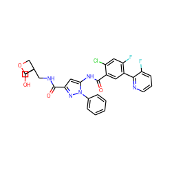 O=C(NCC1(CO)COC1)c1cc(NC(=O)c2cc(-c3ncccc3F)c(F)cc2Cl)n(-c2ccccc2)n1 ZINC001772588000