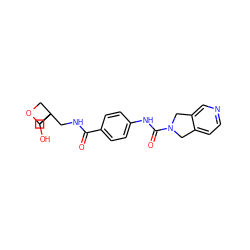 O=C(NCC1(CO)COC1)c1ccc(NC(=O)N2Cc3ccncc3C2)cc1 ZINC000166168265