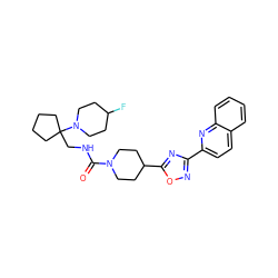 O=C(NCC1(N2CCC(F)CC2)CCCC1)N1CCC(c2nc(-c3ccc4ccccc4n3)no2)CC1 ZINC000072179829