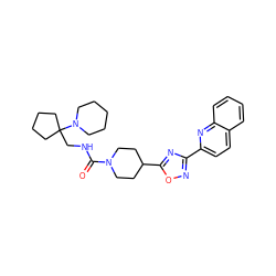 O=C(NCC1(N2CCCCC2)CCCC1)N1CCC(c2nc(-c3ccc4ccccc4n3)no2)CC1 ZINC000072179827