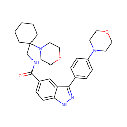 O=C(NCC1(N2CCOCC2)CCCCC1)c1ccc2[nH]nc(-c3ccc(N4CCOCC4)cc3)c2c1 ZINC000299866759