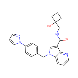 O=C(NCC1(O)CCC1)c1cn(Cc2ccc(-n3cccn3)cc2)c2cccnc12 ZINC000653785943