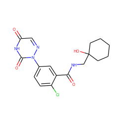 O=C(NCC1(O)CCCCC1)c1cc(-n2ncc(=O)[nH]c2=O)ccc1Cl ZINC000043076336