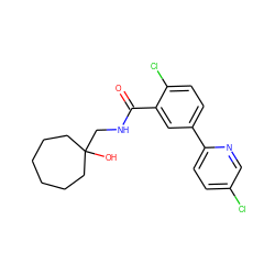 O=C(NCC1(O)CCCCCC1)c1cc(-c2ccc(Cl)cn2)ccc1Cl ZINC000049784708