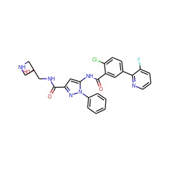 O=C(NCC1(O)CNC1)c1cc(NC(=O)c2cc(-c3ncccc3F)ccc2Cl)n(-c2ccccc2)n1 ZINC001772652646