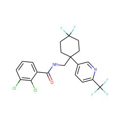 O=C(NCC1(c2ccc(C(F)(F)F)nc2)CCC(F)(F)CC1)c1cccc(Cl)c1Cl ZINC000217361217