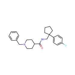 O=C(NCC1(c2ccc(F)cc2)CCCC1)C1CCN(Cc2ccccc2)CC1 ZINC000072113075