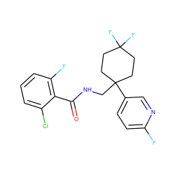 O=C(NCC1(c2ccc(F)nc2)CCC(F)(F)CC1)c1c(F)cccc1Cl ZINC000217360057