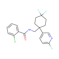 O=C(NCC1(c2ccc(F)nc2)CCC(F)(F)CC1)c1ccccc1Cl ZINC000473183131