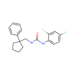 O=C(NCC1(c2ccccc2)CCCC1)Nc1ccc(F)cc1F ZINC000013833492