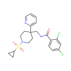 O=C(NCC1(c2ccccn2)CCN(S(=O)(=O)C2CC2)CC1)c1ccc(Cl)cc1Cl ZINC000035862775