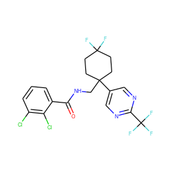 O=C(NCC1(c2cnc(C(F)(F)F)nc2)CCC(F)(F)CC1)c1cccc(Cl)c1Cl ZINC000217372669