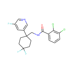 O=C(NCC1(c2cncc(F)c2)CCC(F)(F)CC1)c1cccc(Cl)c1Cl ZINC000217362222