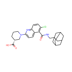 O=C(NCC12CC3CC(CC(C3)C1)C2)c1c(Cl)ccc2nc(N3CCC[C@@H](C(=O)O)C3)ccc12 ZINC000038270133