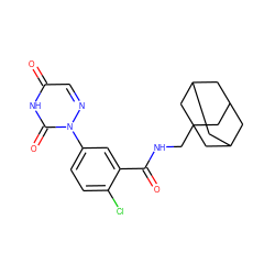 O=C(NCC12CC3CC(CC(C3)C1)C2)c1cc(-n2ncc(=O)[nH]c2=O)ccc1Cl ZINC000003816163