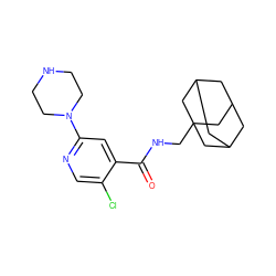 O=C(NCC12CC3CC(CC(C3)C1)C2)c1cc(N2CCNCC2)ncc1Cl ZINC000038396946