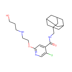 O=C(NCC12CC3CC(CC(C3)C1)C2)c1cc(OCCNCCCO)ncc1Cl ZINC000043119205