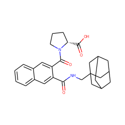 O=C(NCC12CC3CC(CC(C3)C1)C2)c1cc2ccccc2cc1C(=O)N1CCC[C@@H]1C(=O)O ZINC000013755780