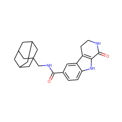 O=C(NCC12CC3CC(CC(C3)C1)C2)c1ccc2[nH]c3c(c2c1)CCNC3=O ZINC000028820116