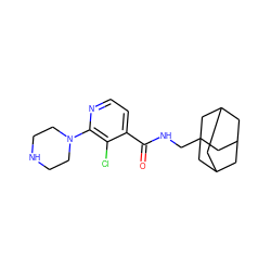 O=C(NCC12CC3CC(CC(C3)C1)C2)c1ccnc(N2CCNCC2)c1Cl ZINC000038468623