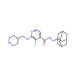 O=C(NCC12CC3CC(CC(C3)C1)C2)c1ccnc(NCC2CCNCC2)c1Cl ZINC000038470750