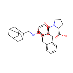 O=C(NCC1C2CC3CC(C2)CC1C3)[C@H]1C2c3ccccc3C(c3ccccc32)[C@@H]1C(=O)N1CCC[C@@H]1C(=O)O ZINC000027190709