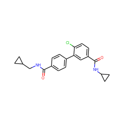 O=C(NCC1CC1)c1ccc(-c2cc(C(=O)NC3CC3)ccc2Cl)cc1 ZINC000040918099