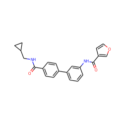 O=C(NCC1CC1)c1ccc(-c2cccc(NC(=O)c3ccoc3)c2)cc1 ZINC000040408317