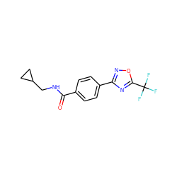 O=C(NCC1CC1)c1ccc(-c2noc(C(F)(F)F)n2)cc1 ZINC000142947789