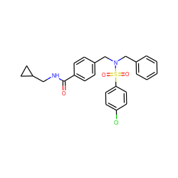 O=C(NCC1CC1)c1ccc(CN(Cc2ccccc2)S(=O)(=O)c2ccc(Cl)cc2)cc1 ZINC000049046110