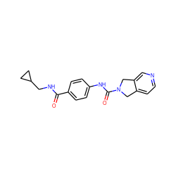 O=C(NCC1CC1)c1ccc(NC(=O)N2Cc3ccncc3C2)cc1 ZINC000167272107