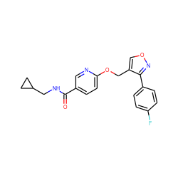 O=C(NCC1CC1)c1ccc(OCc2conc2-c2ccc(F)cc2)nc1 ZINC000143261625