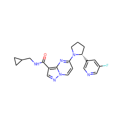 O=C(NCC1CC1)c1cnn2ccc(N3CCC[C@@H]3c3cncc(F)c3)nc12 ZINC000169704202