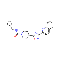 O=C(NCC1CCC1)N1CCC(c2nc(-c3ccc4ccccc4n3)no2)CC1 ZINC000072179912