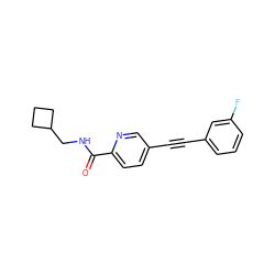 O=C(NCC1CCC1)c1ccc(C#Cc2cccc(F)c2)cn1 ZINC000096933557