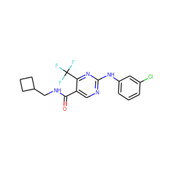 O=C(NCC1CCC1)c1cnc(Nc2cccc(Cl)c2)nc1C(F)(F)F ZINC000028645348