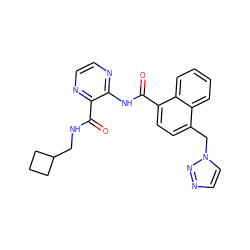 O=C(NCC1CCC1)c1nccnc1NC(=O)c1ccc(Cn2ccnn2)c2ccccc12 ZINC000095594647