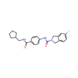 O=C(NCC1CCCC1)c1ccc(NC(=O)N2Cc3ccc(F)cc3C2)cc1 ZINC000166808210