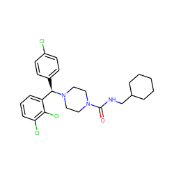 O=C(NCC1CCCCC1)N1CCN([C@H](c2ccc(Cl)cc2)c2cccc(Cl)c2Cl)CC1 ZINC000040406578