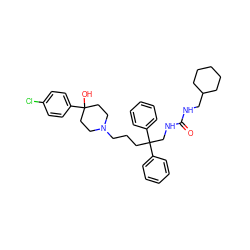 O=C(NCC1CCCCC1)NCC(CCCN1CCC(O)(c2ccc(Cl)cc2)CC1)(c1ccccc1)c1ccccc1 ZINC000027210061