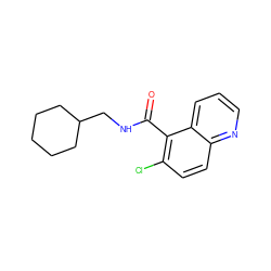 O=C(NCC1CCCCC1)c1c(Cl)ccc2ncccc12 ZINC000043073897