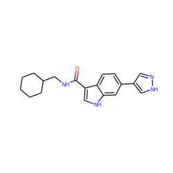 O=C(NCC1CCCCC1)c1c[nH]c2cc(-c3cn[nH]c3)ccc12 ZINC000073157490