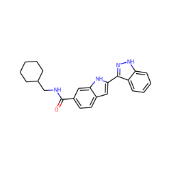 O=C(NCC1CCCCC1)c1ccc2cc(-c3n[nH]c4ccccc34)[nH]c2c1 ZINC000066066054