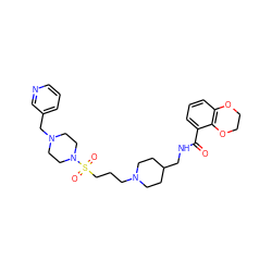 O=C(NCC1CCN(CCCS(=O)(=O)N2CCN(Cc3cccnc3)CC2)CC1)c1cccc2c1OCCO2 ZINC000028340156