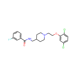 O=C(NCC1CCN(CCOc2cc(Cl)ccc2Cl)CC1)c1cccc(F)c1 ZINC000095579598