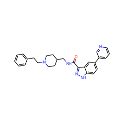 O=C(NCC1CCN(CCc2ccccc2)CC1)c1n[nH]c2ccc(-c3cccnc3)cc12 ZINC000653775423