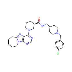 O=C(NCC1CCN(Cc2ccc(Cl)cc2)CC1)[C@@H]1CCCN(c2ncnc3c2nc2n3CCCCC2)C1 ZINC000009211136