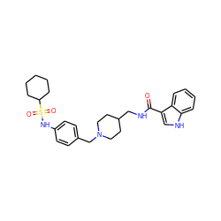 O=C(NCC1CCN(Cc2ccc(NS(=O)(=O)C3CCCCC3)cc2)CC1)c1c[nH]c2ccccc12 ZINC000299824713