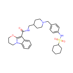 O=C(NCC1CCN(Cc2ccc(NS(=O)(=O)C3CCCCC3)cc2)CC1)c1c2n(c3ccccc13)CCCO2 ZINC000299832993